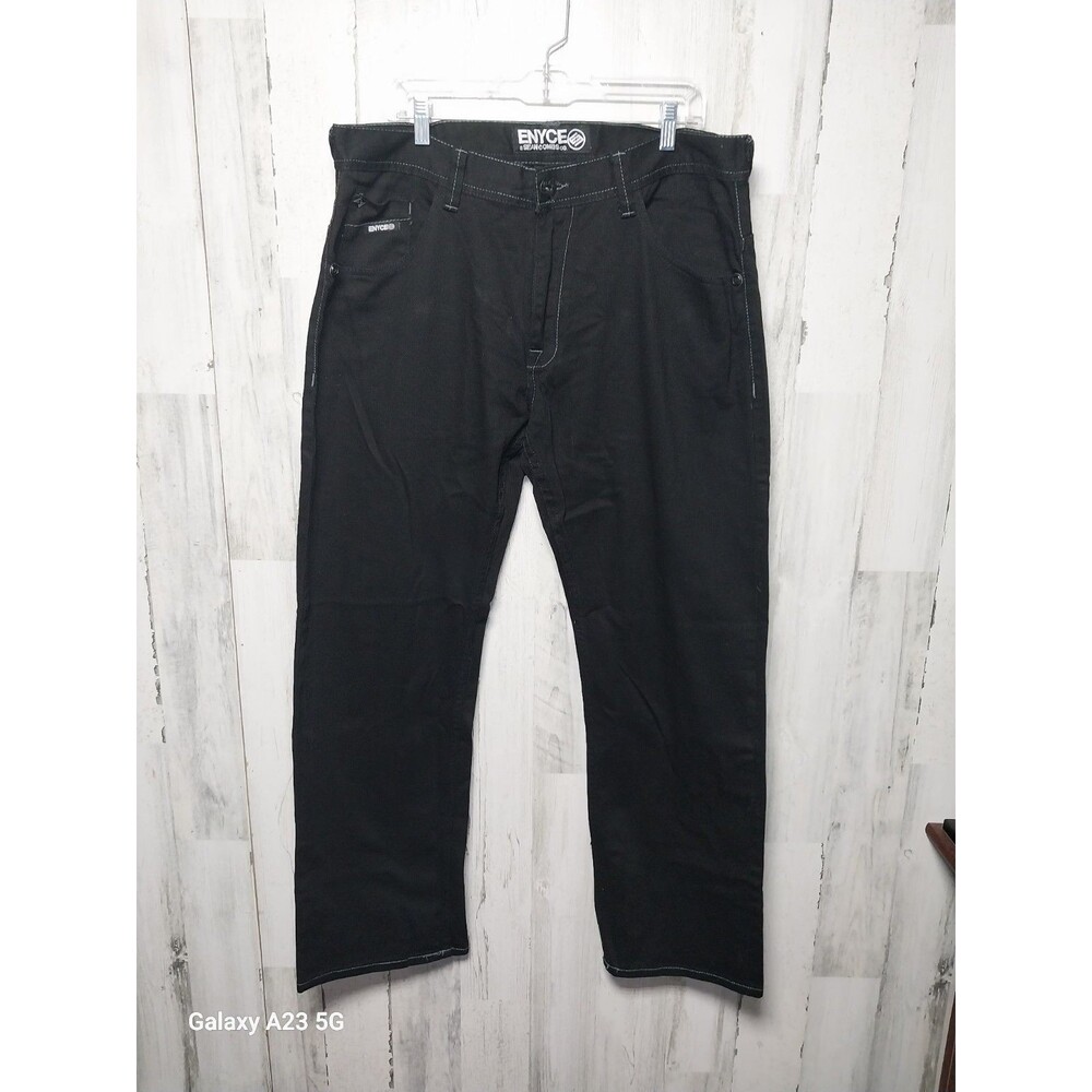 Enyce Black Denim Relaxed Fit Pants Size 38
